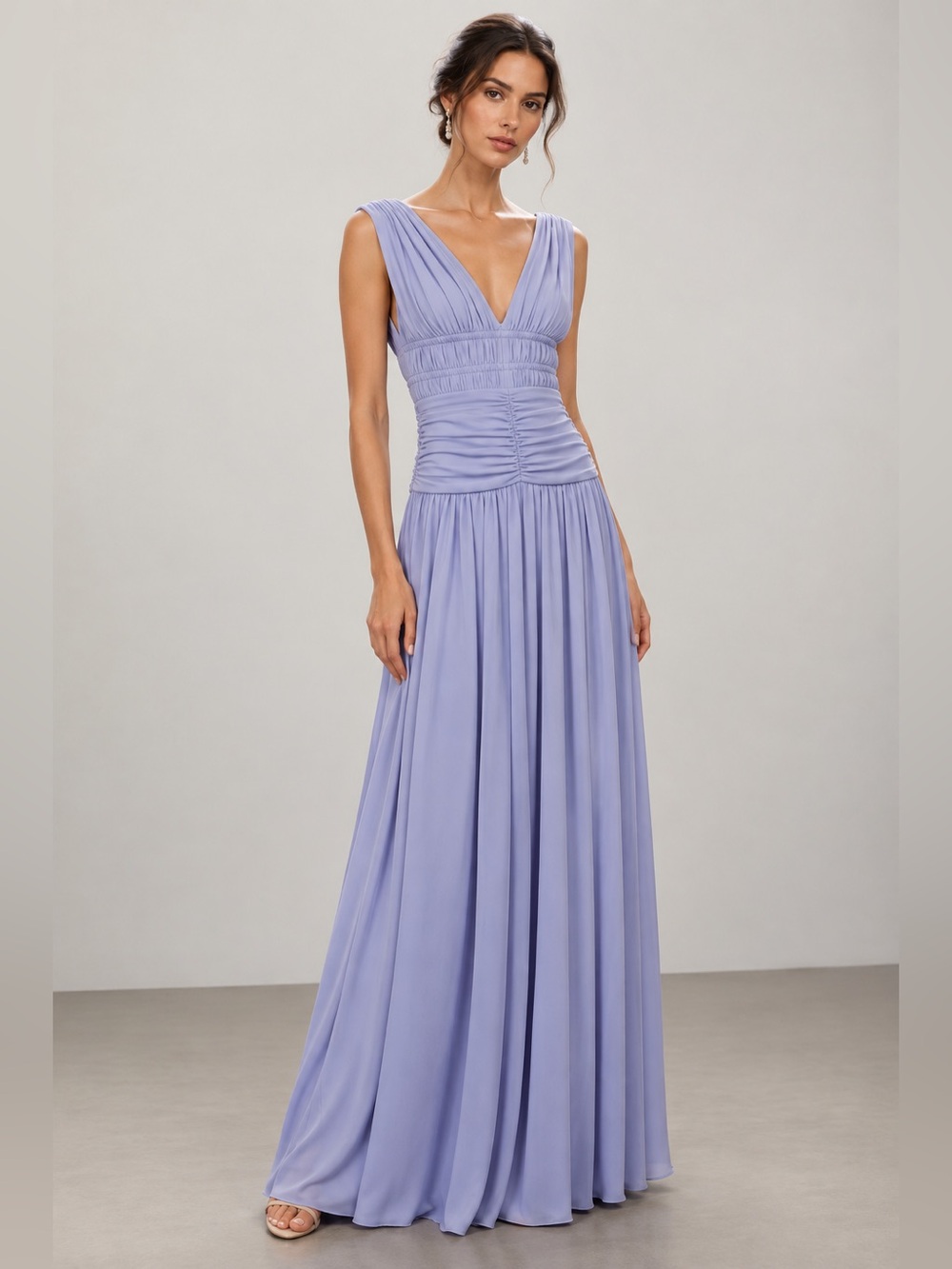 Zac Posen Periwinkle Matte Jersey Ruched Grecian Gown NWT Size 8